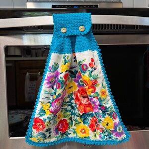 Floral Crochet Kitchen Towel